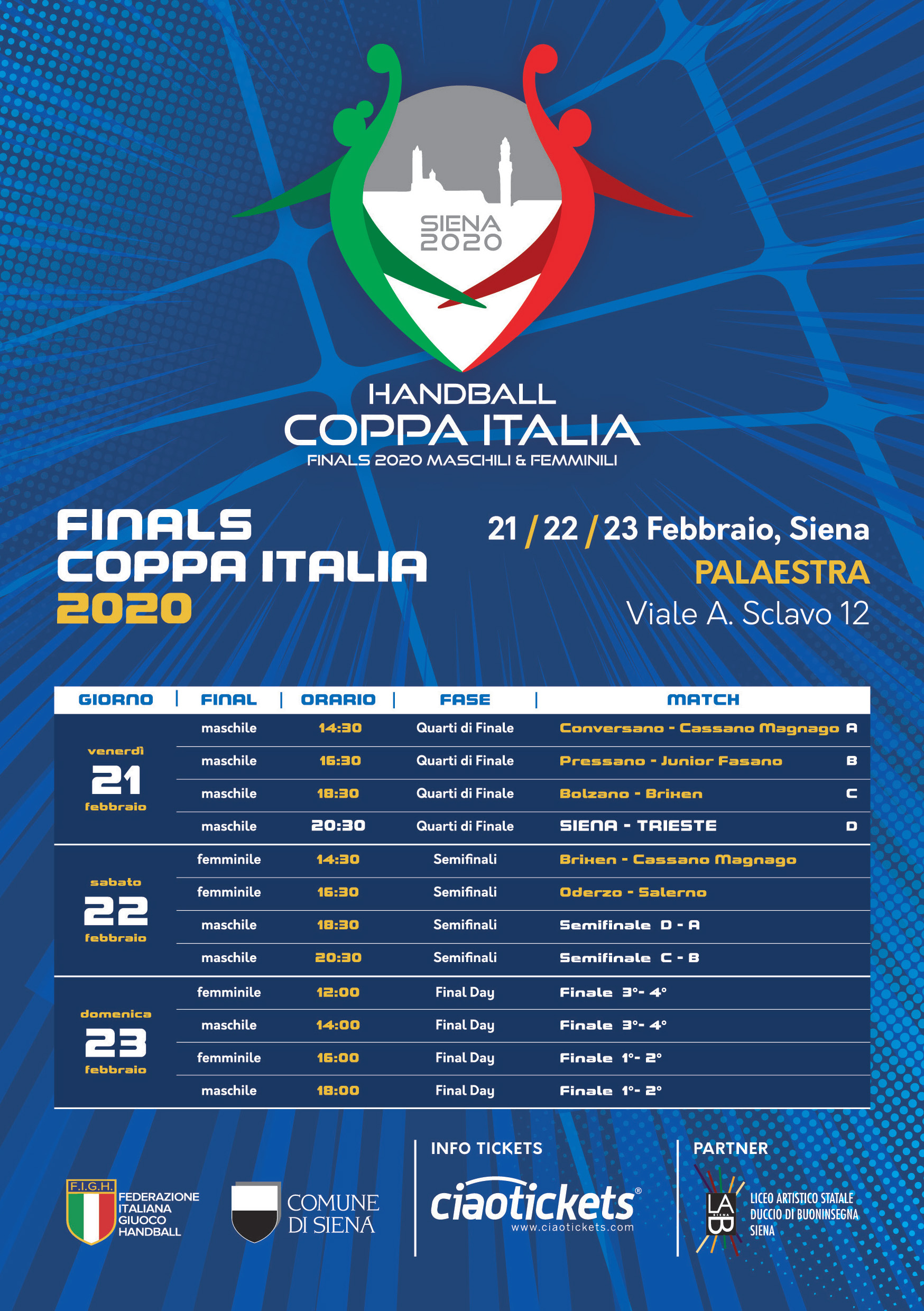 Finals di Coppa Italia di pallamano ingresso gratuito per gli studenti