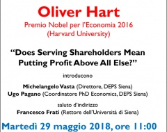 Lezione del premio Nobel per l'Economia Oliver Hart