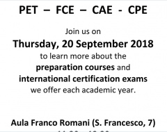 Presentazione corsi di preparazione per esami Università di Cambridge Presentazione corsi di preparazione per esami Università di Cambridge