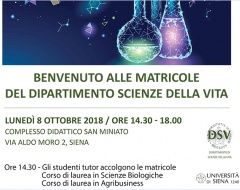 benvenuto alle matricole al dipartimento di Scienze della Vita benvenuto alle matricole al dipartimento di Scienze della Vita