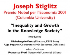 Lezione del premio Nobel per l'Economia Joseph Stiglitz