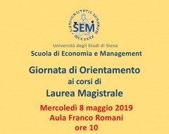 Giornata di orientamento ai corsi di laurea magistrale della Scuola Sem Giornata di orientamento ai corsi di laurea magistrale della Scuola Sem