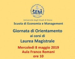 Giornata di orientamento ai corsi di laurea magistrale della Scuola Sem