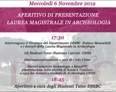 Aperitivo di presentazione della laurea magistrale in Archeologia Aperitivo di presentazione della laurea magistrale in Archeologia