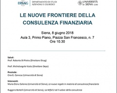 Convegno "Le nuove frontiere della consulenza finanziaria" Convegno "Le nuove frontiere della consulenza finanziaria"