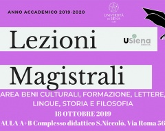 Lezioni magistrali Area beni culturali, formazione, lettere, lingue, storia e filosofia Lezioni magistrali Area beni culturali, formazione, lettere, lingue, storia e filosofia