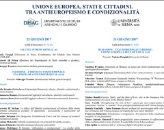 Workshop "Unione europea, stati e cittadini. Tra antieuropeismo e condizionalità"