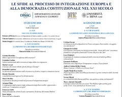 Convegno "Le sfide al processo di integrazione europea e alla democrazia costituzionale nel XXI secolo Convegno "Le sfide al processo di integrazione europea e alla democrazia costituzionale nel XXI secolo