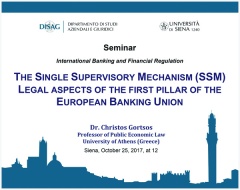 seminario su "The Single Supervisory Mechanism (SSM) - DISAG