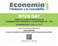 Open Day corso di laurea magistrale in Economia per l'ambiente e la sostenibilità Open Day corso di laurea magistrale in Economia per l'ambiente e la sostenibilità