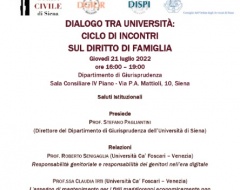 Dialogo tra Università: ciclo di incontri sul diritto di famiglia Dialogo tra Università: ciclo di incontri sul diritto di famiglia