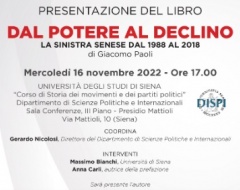Presentazione del libro "Dal potere al declino. La sinistra senese dal 1988 al 2018”