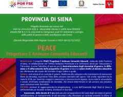 Progetto PEACE: aperte le iscrizioni per le/i docenti delle scuole secondarie di secondo grado Progetto PEACE: aperte le iscrizioni per le/i docenti delle scuole secondarie di secondo grado