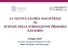 Presentazione nuova laurea magistrale in Scienze della formazione primaria