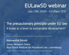 Webinar "The Precautionary Principle Under EU Law: a Brake or a Lever to Sustainable Development?”