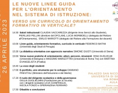 Seminario "Le nuove linee guida per l'orientamento nel sistema di istruzione: verso un curricolo di orientamento formativo in verticale?" Seminario "Le nuove linee guida per l'orientamento nel sistema di istruzione: verso un curricolo di orientamento formativo in verticale?"