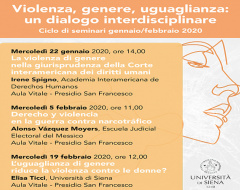 ciclo di seminari “Violenza, genere, uguaglianza: un dialogo interdisciplinare” ciclo di seminari “Violenza, genere, uguaglianza: un dialogo interdisciplinare”