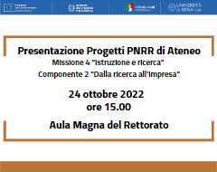 Presentazione Progetti PNRR di Ateneo Presentazione Progetti PNRR di Ateneo