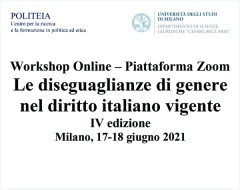 Le diseguaglianze di genere nel diritto italiano vigente. Workshop online Le diseguaglianze di genere nel diritto italiano vigente. Workshop online