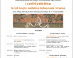 Convegno "I confini della lirica. Tempi, luoghi, tradizione della poesia romanza"