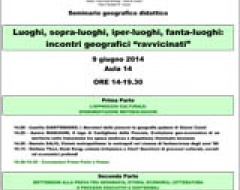 Seminario “Luoghi, sopra-luoghi, iper-luoghi, fanta-luoghi: incontri geografici ‘ravvicinati" thumb