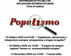 Ciclo di webinar “Populismo e crisi della democrazia rappresentativa nell'UE: riflessioni interdisciplinari” Ciclo di webinar “Populismo e crisi della democrazia rappresentativa nell'UE: riflessioni interdisciplinari”