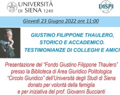 Presentazione del “Fondo Giustino Filippone Thaulero” Presentazione del “Fondo Giustino Filippone Thaulero”
