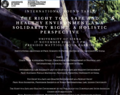 Tavola Rotonda “Il diritto a un ambiente sano e salubre nel diritto internazionale: una prospettiva olistica”.