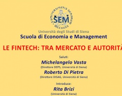 Le Fintech: tra mercato e autorità Le Fintech: tra mercato e autorità