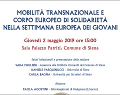 Incontro "Mobilità transnazionale e corpo europeo di solidarietà" Incontro "Mobilità transnazionale e corpo europeo di solidarietà"