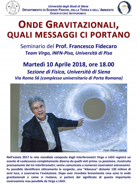 Seminario "Onde gravitazionali, quali messaggi ci portano"