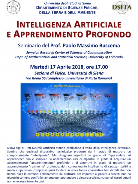 Seminario "Intelligenza artificiale e apprendimento profondo"