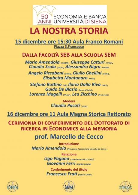 50 anni di Economia e banca all'Università di Siena