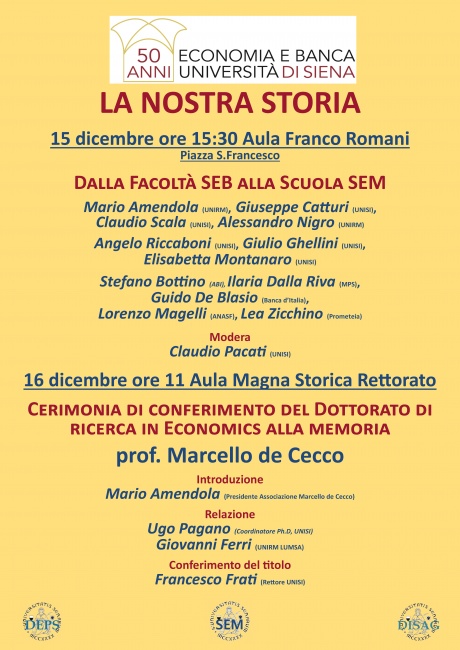 50 anni di Economia e banca all'Università di Siena 50 anni di Economia e banca all'Università di Siena