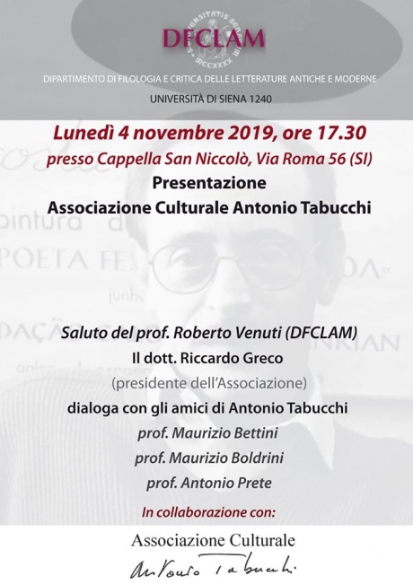 Presentazione dell'associazione culturale "Antonio Tabucchi" Presentazione dell'associazione culturale "Antonio Tabucchi"