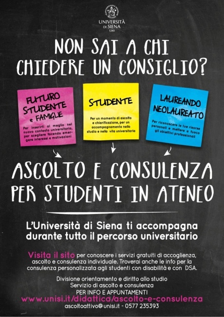 Ascolto e consulenza personalizzata per studenti in Ateneo