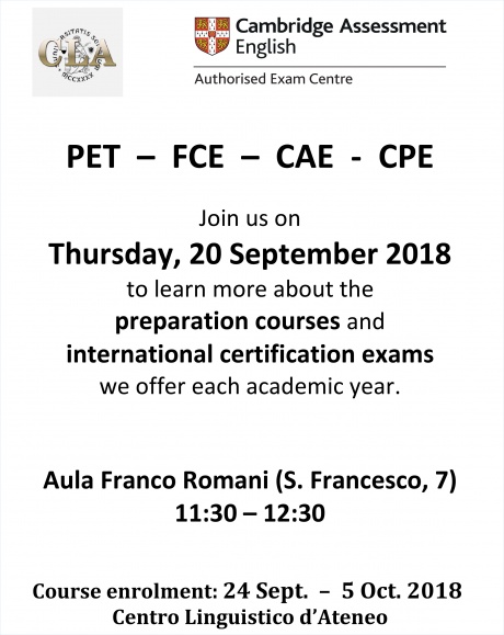 Presentazione corsi di preparazione per esami Università di Cambridge