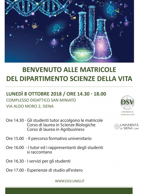 benvenuto alle matricole al dipartimento di Scienze della Vita benvenuto alle matricole al dipartimento di Scienze della Vita