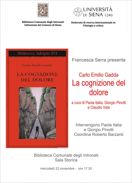 Presentazione della nuova edizione de "La cognizione del dolore" di Carlo Emilio Gadda