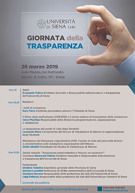 Immagine Locandina "Giornata della Trasparenza" Immagine Locandina "Giornata della Trasparenza"