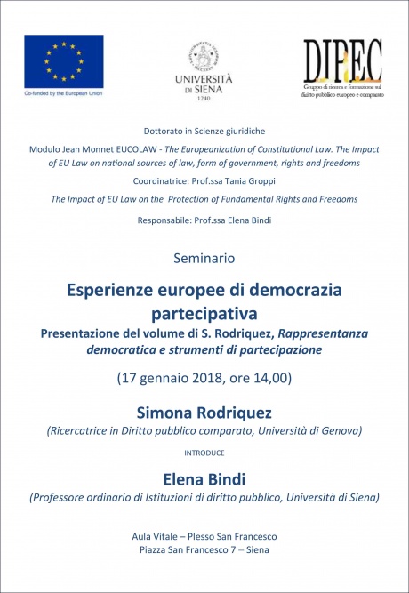presentazione del volume "Rappresentanza democratica e strumenti di partecipazione"