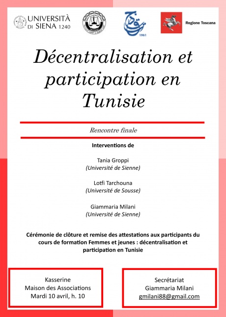 corso di formazione “Décentralisation et participation en Tunisie”