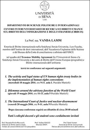 conferenze professoressa Vanda Lamm