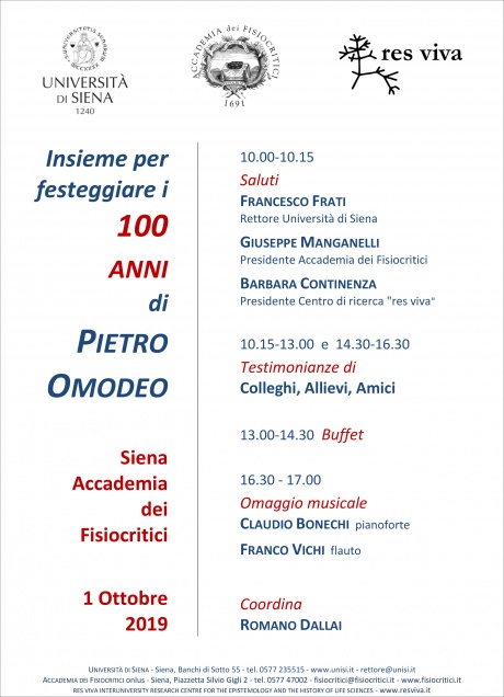 Insieme per festeggiare i 100 anni di Pietro Omodeo Insieme per festeggiare i 100 anni di Pietro Omodeo