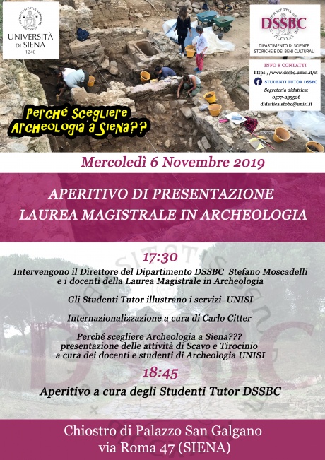 Aperitivo di presentazione della laurea magistrale in Archeologia