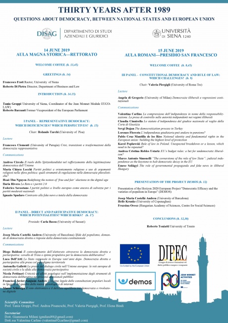 Convegno "Thirty years after 1989"