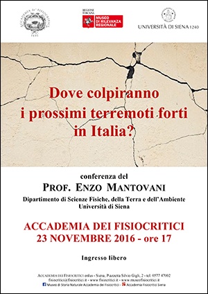Conferenza "Dove colpiranno i prossimi forti terremoti in Italia?"