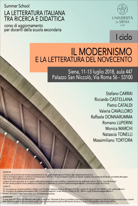 Summer School "La letteratura italiana tra ricerca e didattica" Summer School "La letteratura italiana tra ricerca e didattica"