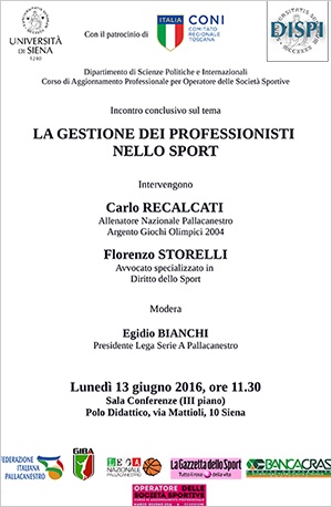 Locandina incontro Gestione Professionisti dello Sport