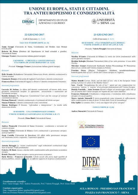 Workshop "Unione europea, stati e cittadini. Tra antieuropeismo e condizionalità"